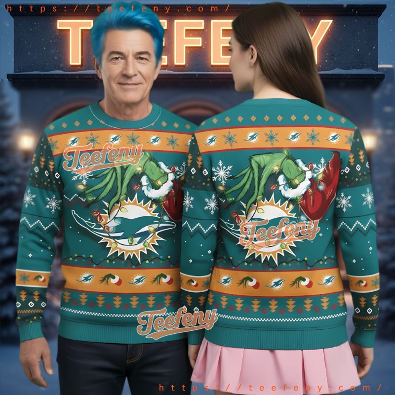 Miami Dolphins How The Grinch Stole Christmas Ugly Sweater Miami Dolphins How The Grinch Stole Christmas Ugly Sweater