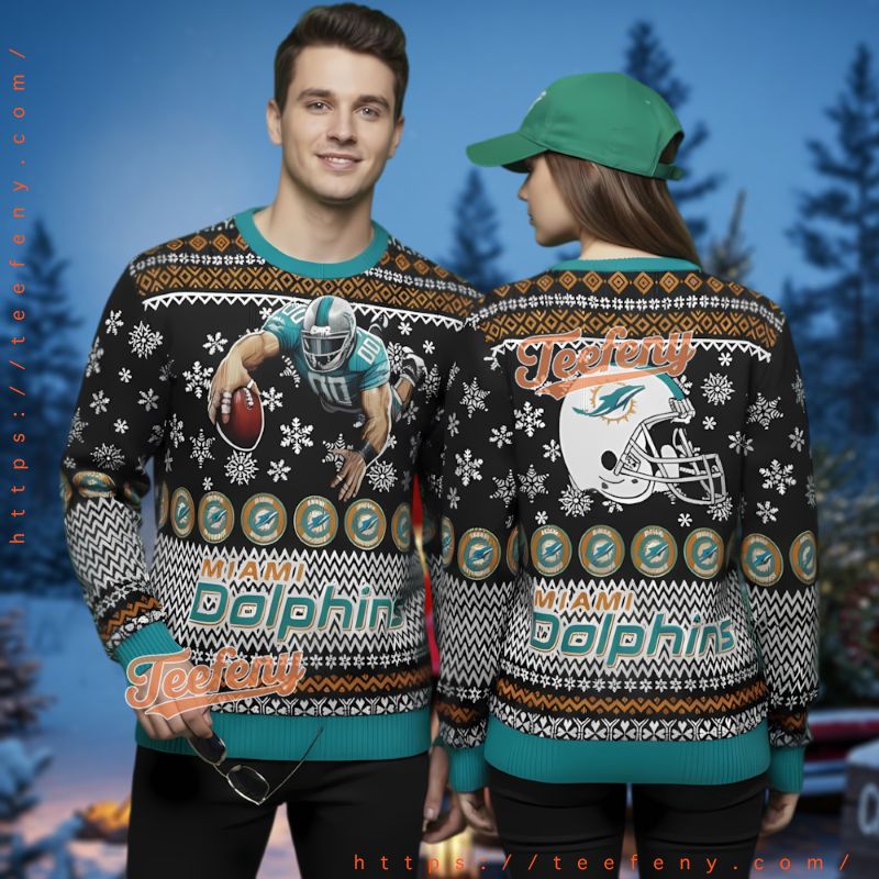 Miami Dolphins Official Ugly Christmas Sweater Nfl Licensed