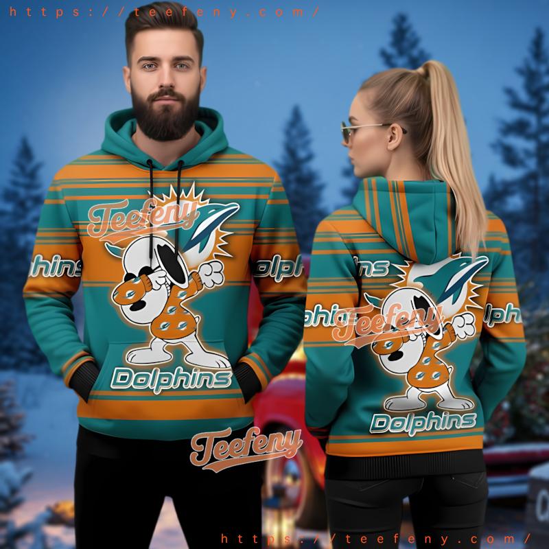 Miami Dolphins Peanuts Snoopy Dolphin 3D Hoodie Ugly Christmas Miami Dolphins Peanuts Snoopy Dolphin 3D Hoodie Ugly Christmas