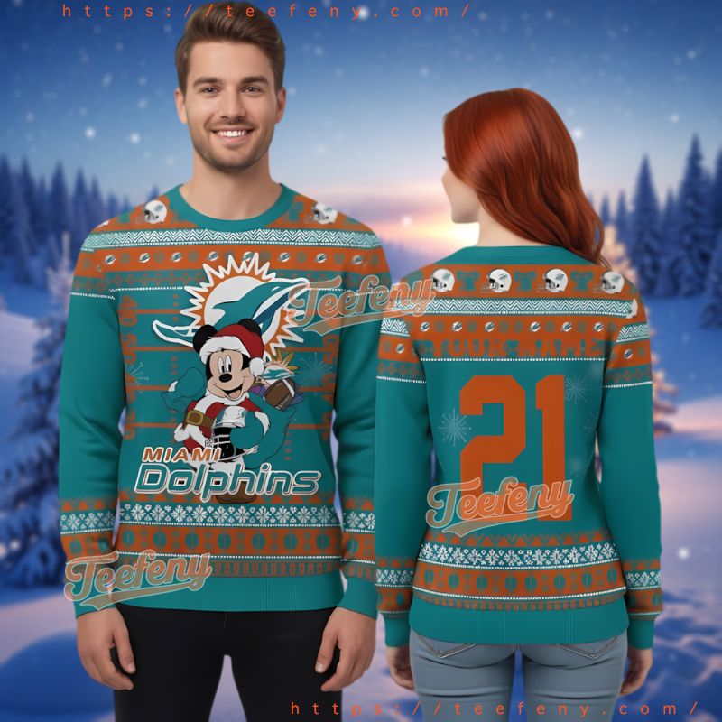 Miami Dolphins Personalized Mickey Mouse Ugly Christmas Sweater