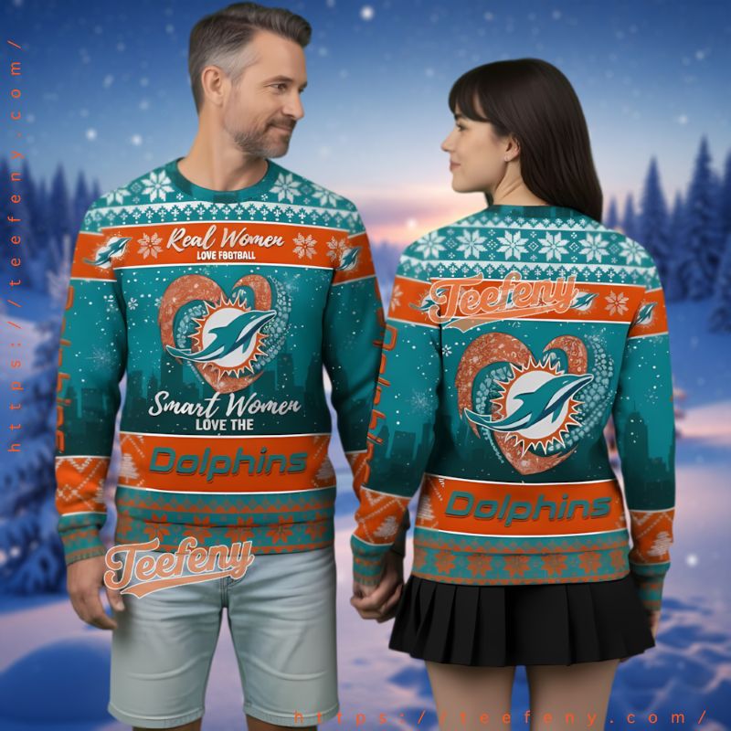 Miami Dolphins Real Smart Women Love Ugly Christmas Sweater