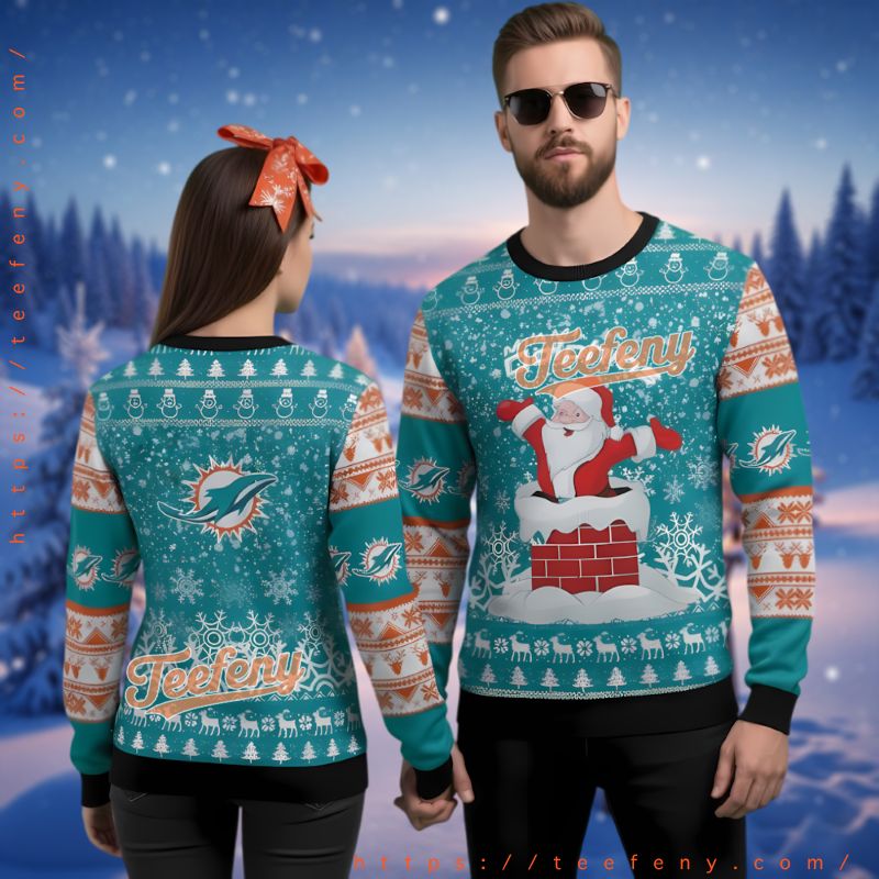 Miami Dolphins Santa Claus Funny Ugly Christmas Sweater