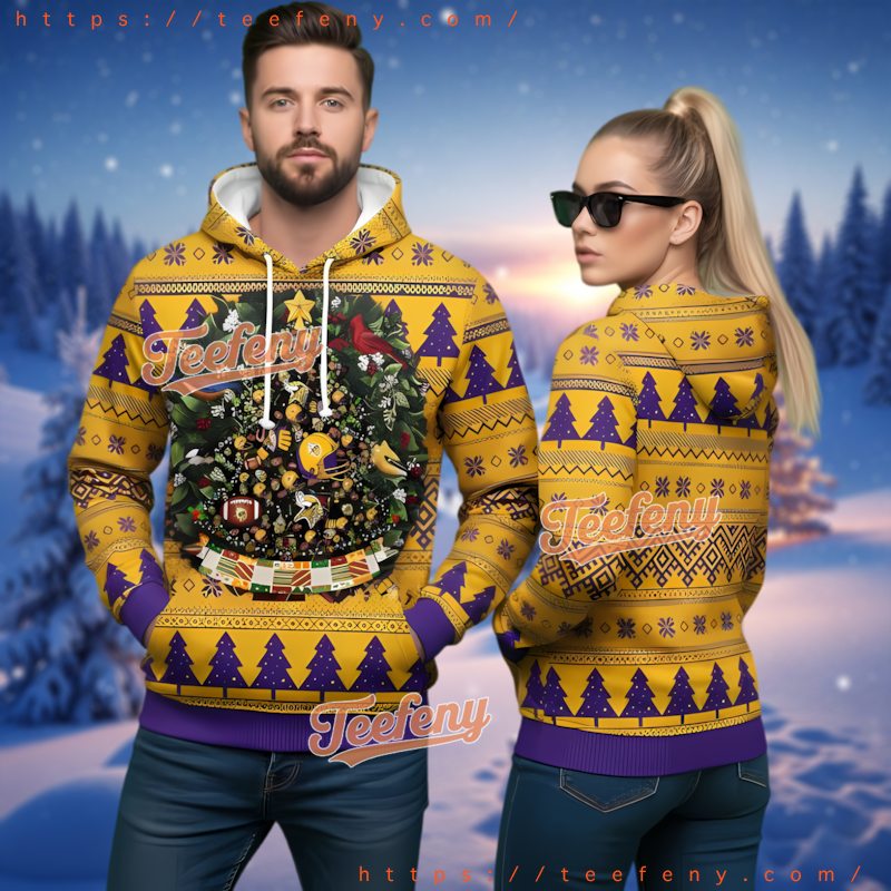 Minnesota Vikings Christmas Tree Ugly 3D Hoodie Nfl Gift