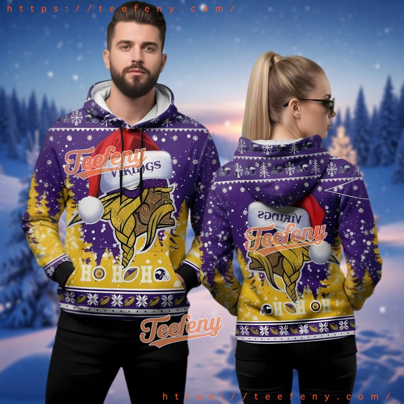 Minnesota Vikings Festive Winter Ugly Christmas Hoodie 3D