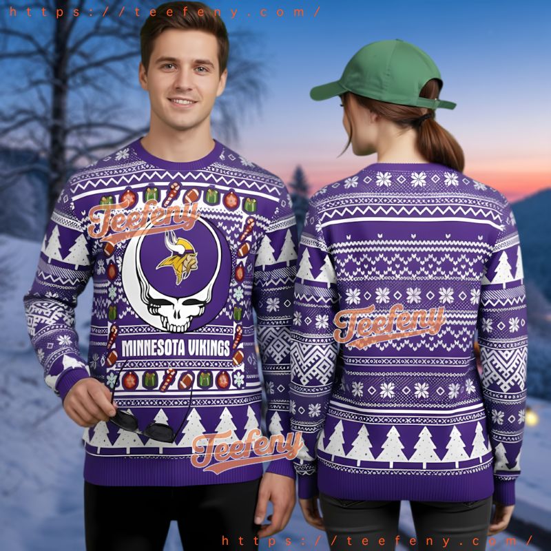 Minnesota Vikings Grateful Dead Steal Your Face Ugly Christmas Sweater