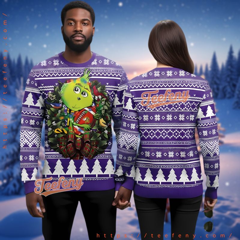 Minnesota Vikings Grinch Christmas Wreath Ugly Sweater