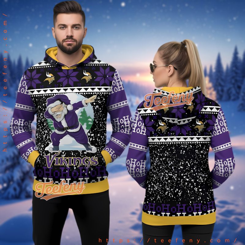 Minnesota Vikings Hohoho Santa Ugly Christmas Hoodie 3D Fan Gift
