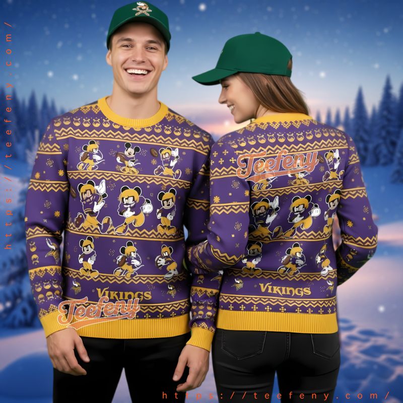 Minnesota Vikings Mickey Mouse Pattern Ugly Christmas Sweater