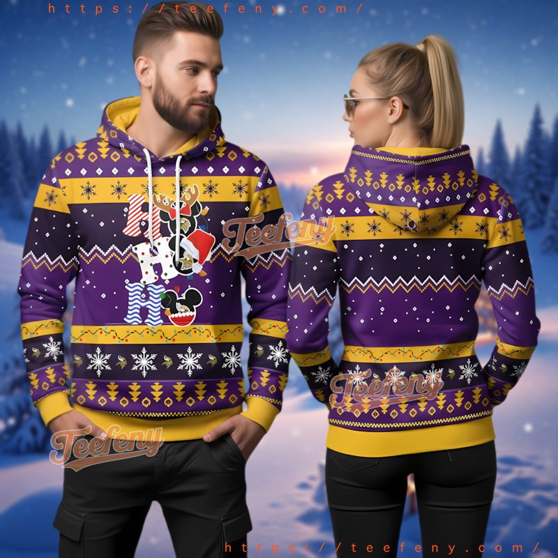 Minnesota Vikings Mickey Mouse Reindeer Ugly Christmas 3D Hoodie Outfit