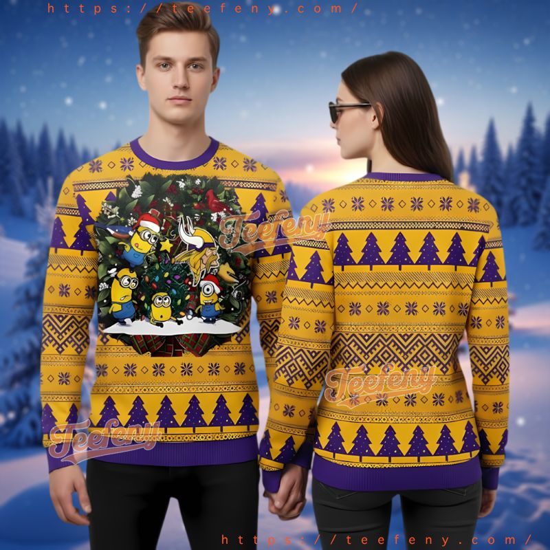 Minnesota Vikings Minion Christmas Tree Ugly Sweater Fan Gift