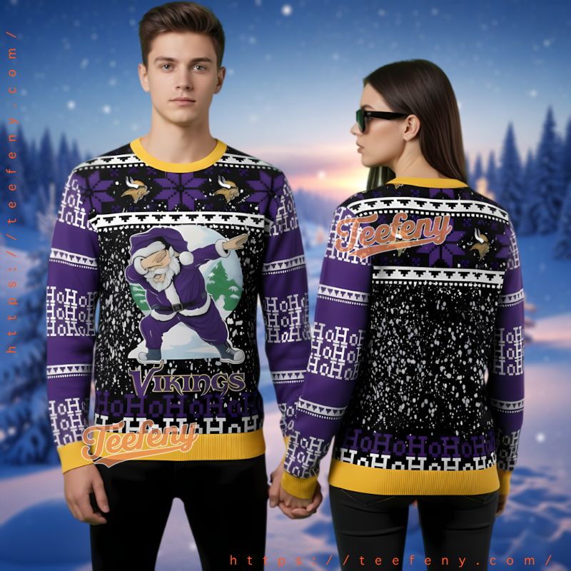 Minnesota Vikings Santa Dab Ho Ho Ho Ugly Christmas Sweater