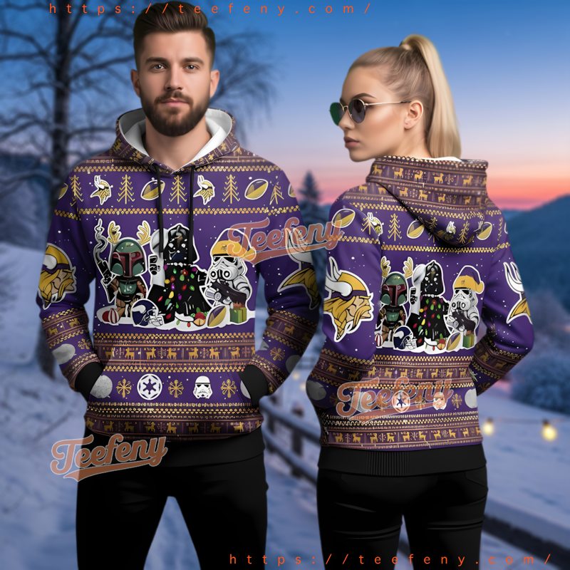 Minnesota Vikings Star Wars Darth Vader 3D Ugly Christmas Hoodie Minnesota Vikings Star Wars Darth Vader 3D Ugly Christmas Hoodie