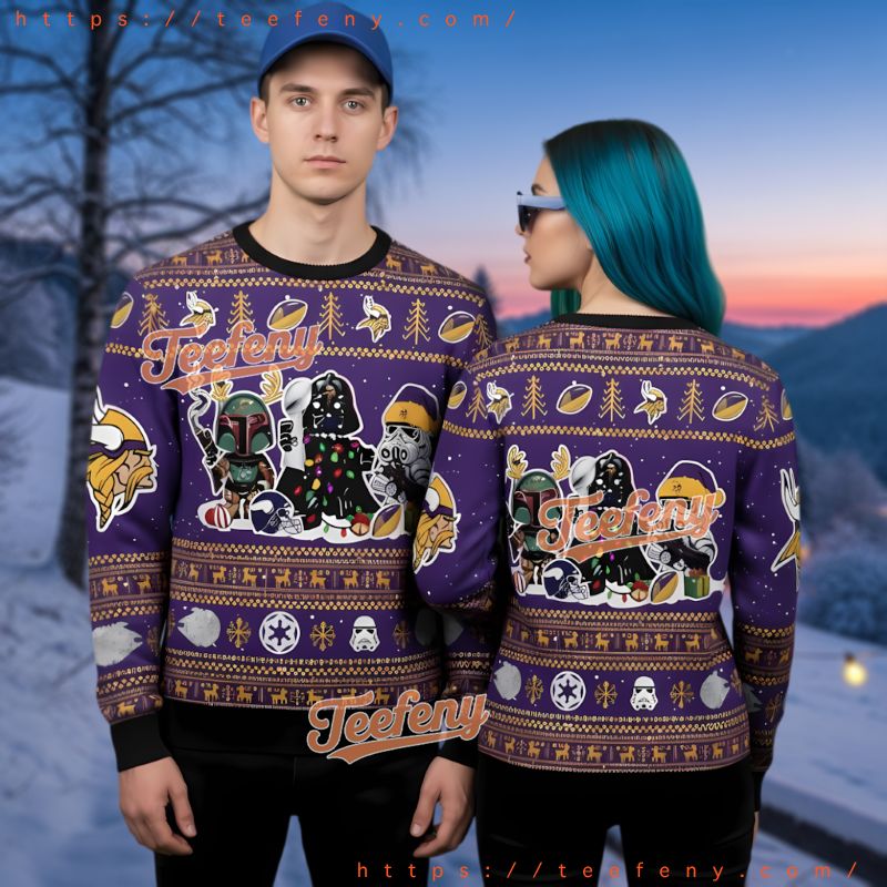 Minnesota Vikings Star Wars Ugly Christmas Sweater Darth Vader