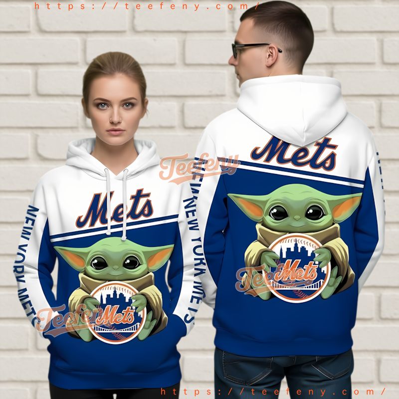 New York Mets Baby Yoda 3D Hoodie Star Wars Theme
