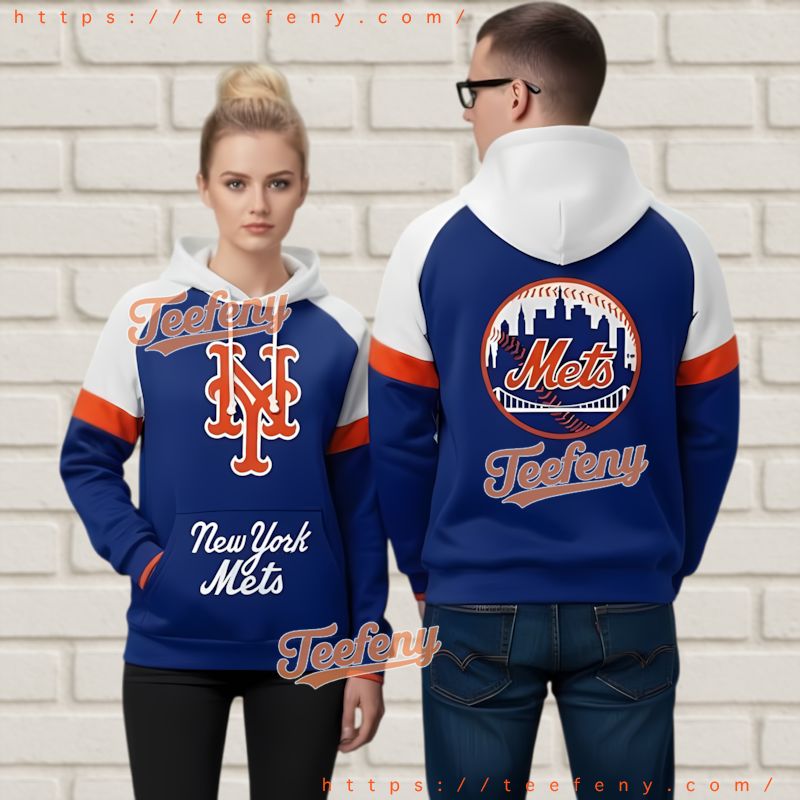 New York Mets Logo Raglan 3D Hoodie