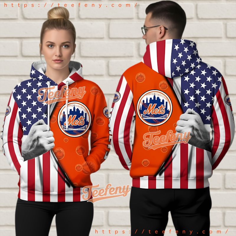New York Mets Patriotic American Flag 3D Hoodie Unique Game Day Gift