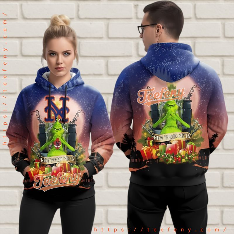 New York Mets Ugly Christmas Grinch 3D Hoodie