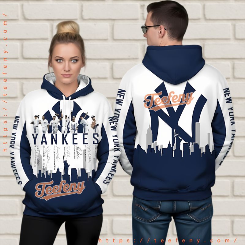 New York Yankees All Time Greats 3D Hoodie Full Print Player Signatures