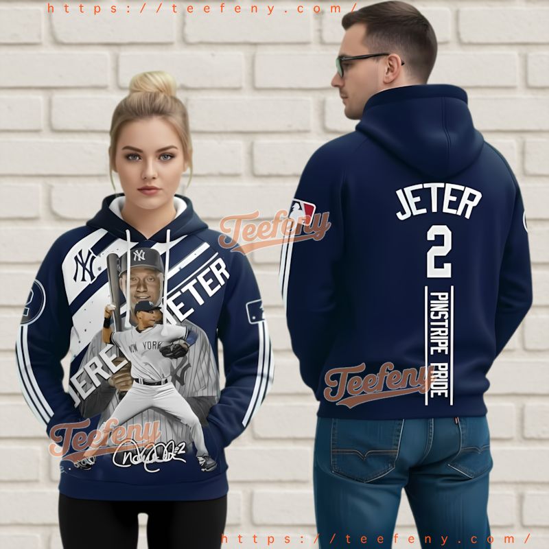 New York Yankees Derek Jeter 3D Hoodie Pinstripe Pride Fan Gear