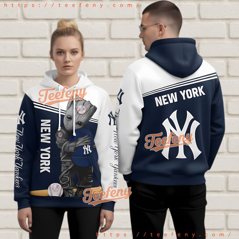 New York Yankees Groot 3D Hoodie Marvel Superhero Fan