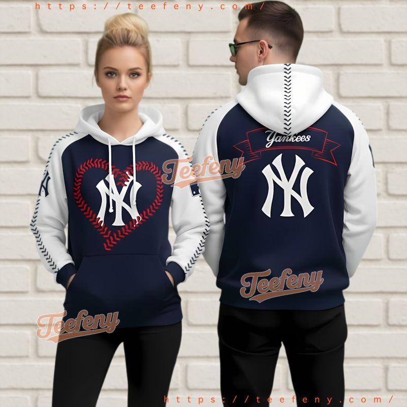 New York Yankees Heart 3D Hoodie Unique Valentines Day Gift