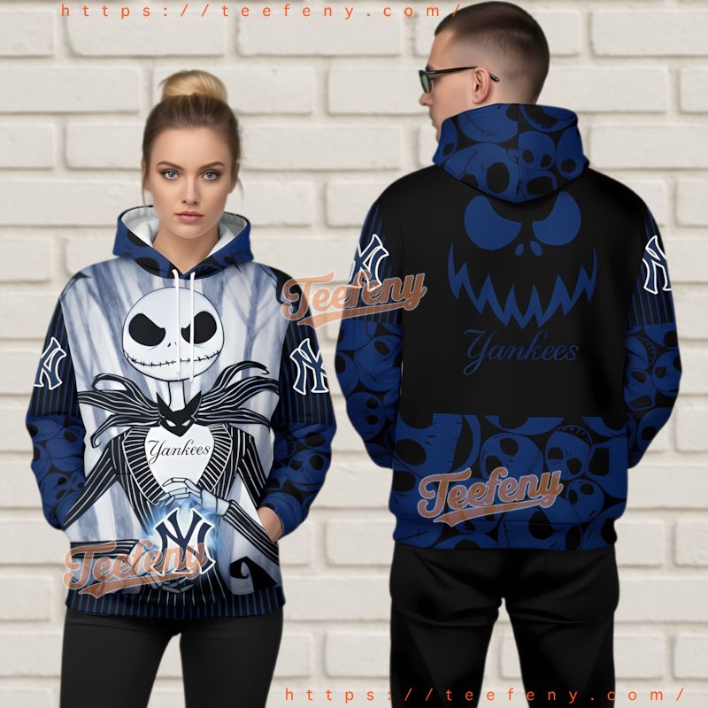 New York Yankees Jack Skellington 3D Hoodie Nightmare Before Christmas
