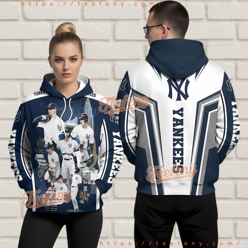 New York Yankees Navy White 3D Hoodie Player Group