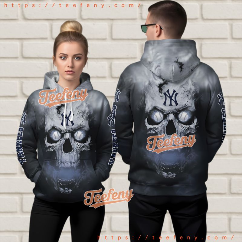 New York Yankees Skull Smoke 3D Hoodie Custom Team Graphic Clothing