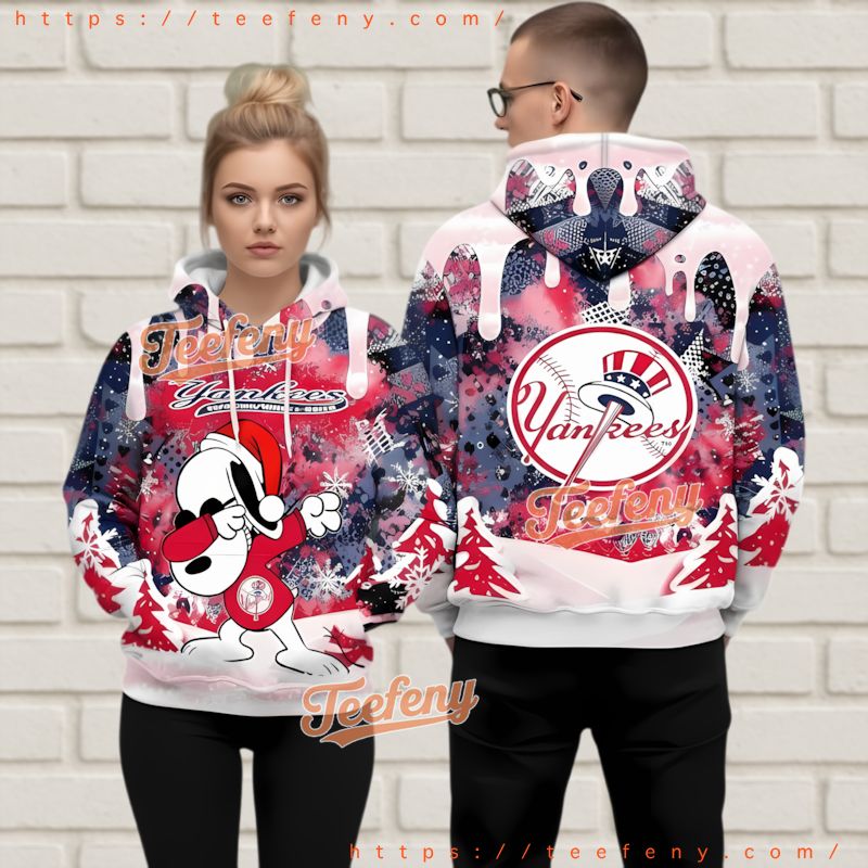 New York Yankees Snoopy 3D Hoodie Holiday Red White Blue