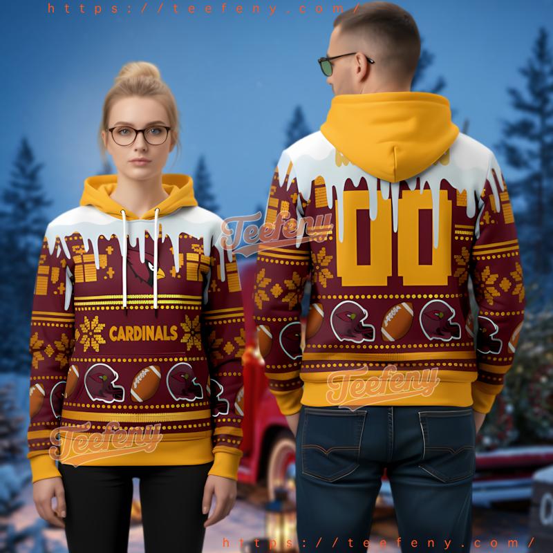 Personalized Arizona Cardinals Skyline Ugly Christmas 3D Hoodie