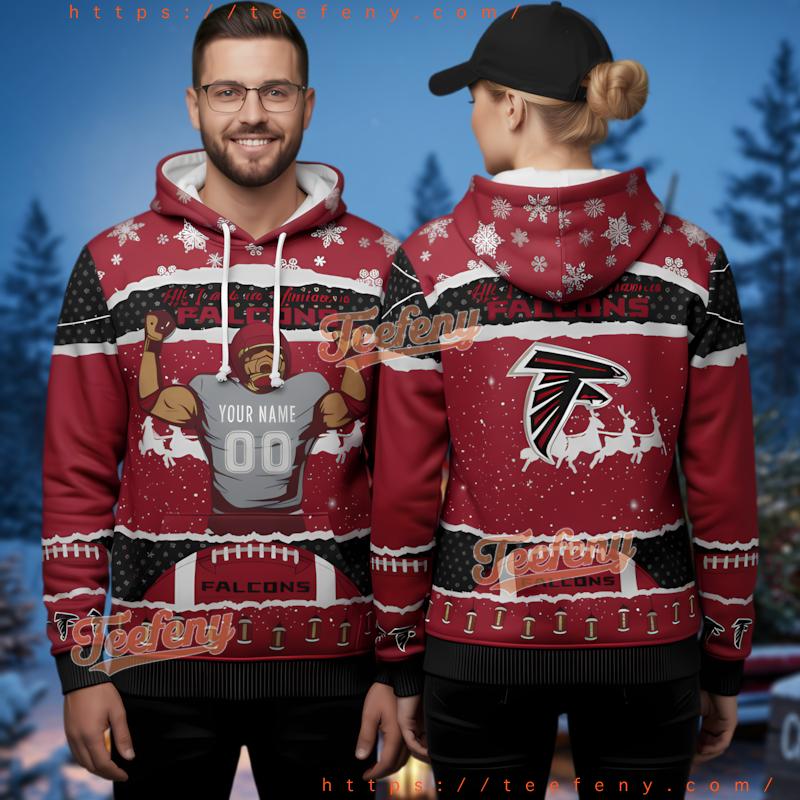 Personalized Atlanta Falcons Player 3D Ugly Christmas Hoodie