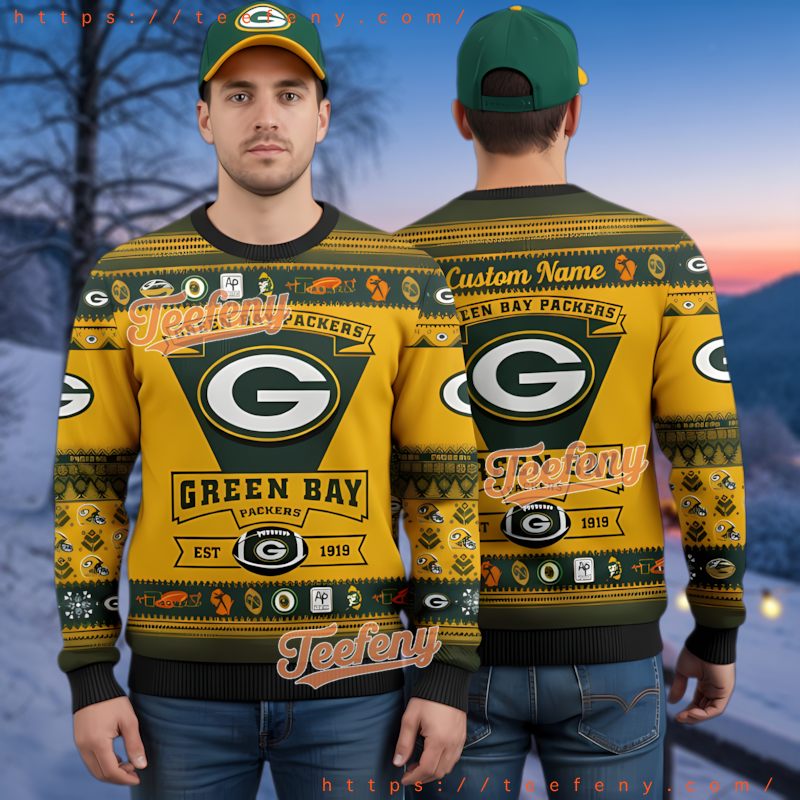Personalized Green Bay Packers Est 1919 Ugly Christmas Sweater