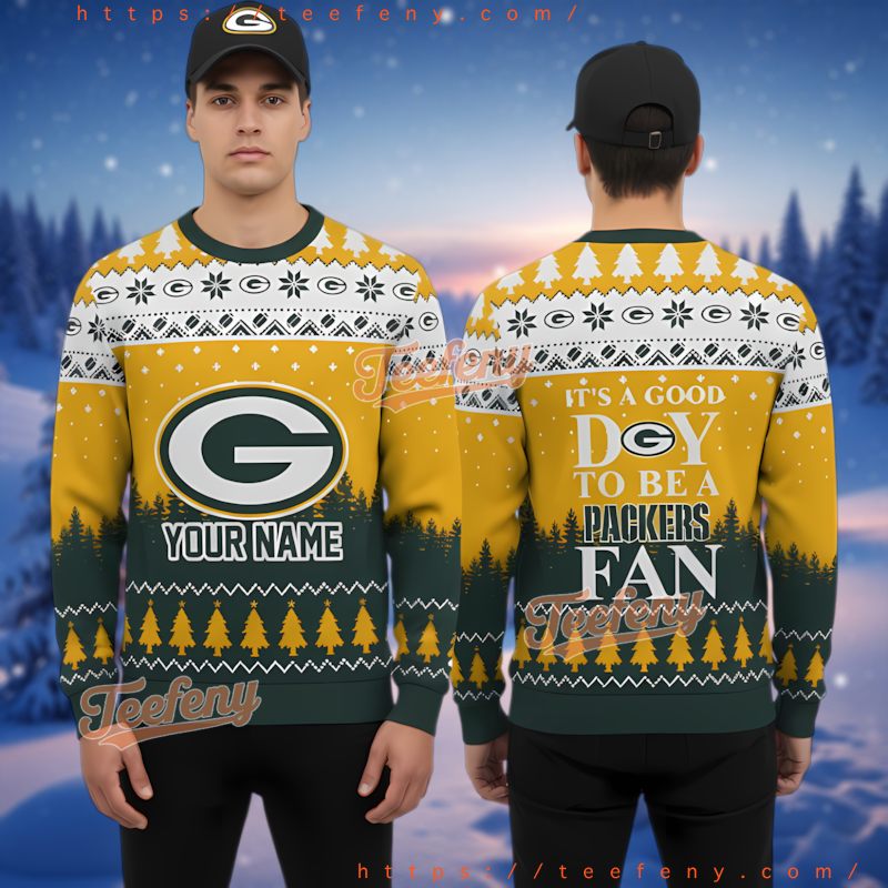 Personalized Packers Yellow Ugly Sweater Good Day To Be A Packers Fan
