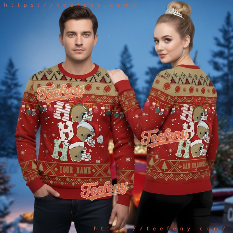 Personalized San Francisco 49Ers Ugly Christmas Sweater Ho Ho Ho
