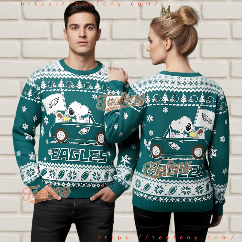 Philadelphia Eagles Car Snoopy Ugly Christmas Sweater Apparel