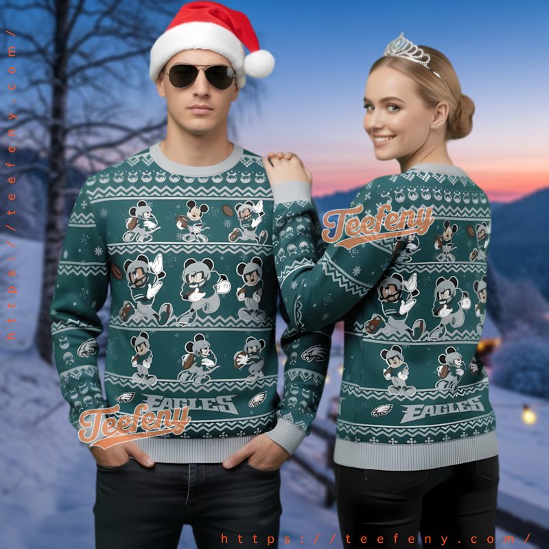 Philadelphia Eagles Disney Character Ugly Christmas Sweater