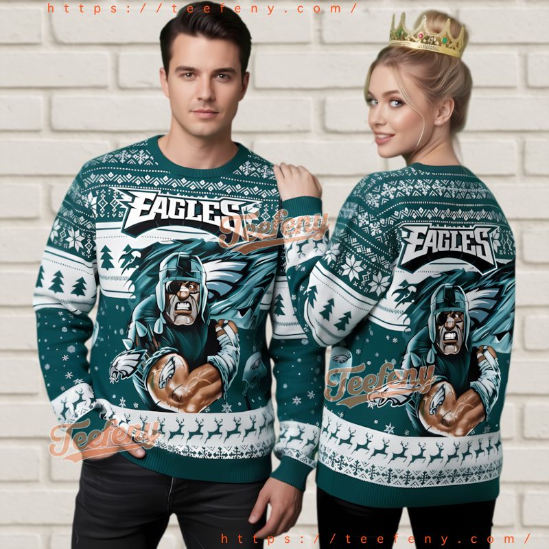 Philadelphia Eagles Football Mascot Ugly Christmas Sweater