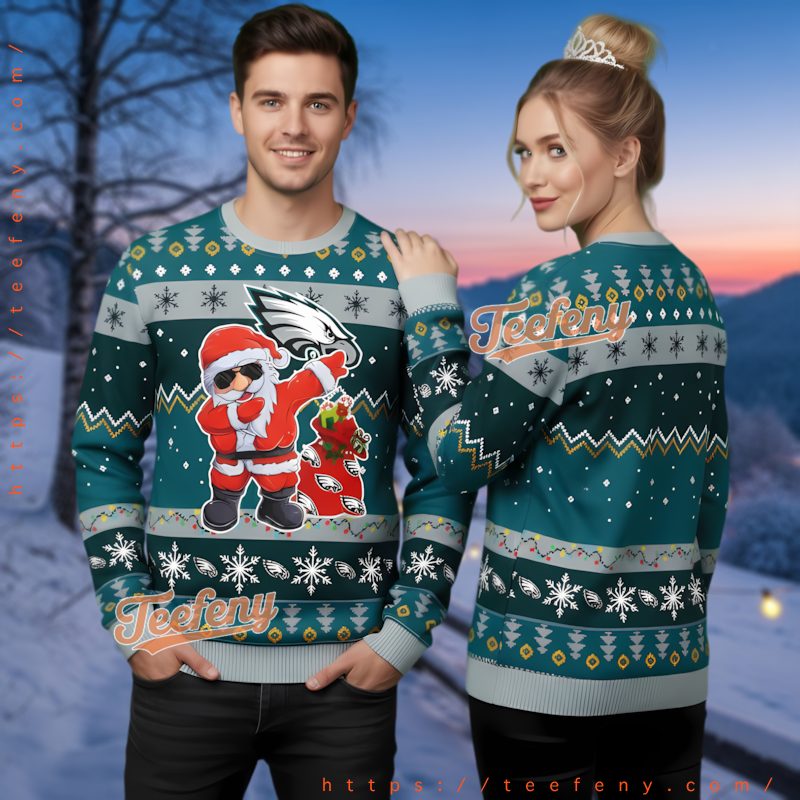 Philadelphia Eagles Funny Santa Ugly Christmas Sweater Men Women