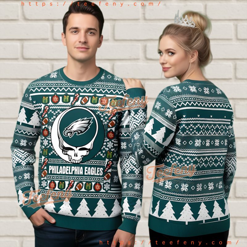 Philadelphia Eagles Grateful Dead Fan Ugly Christmas Sweater