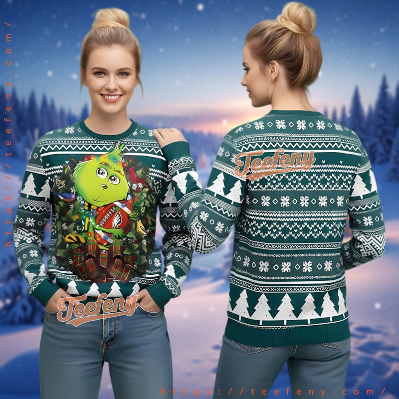 Philadelphia Eagles Grinch Hug Ball Ugly Christmas Sweater