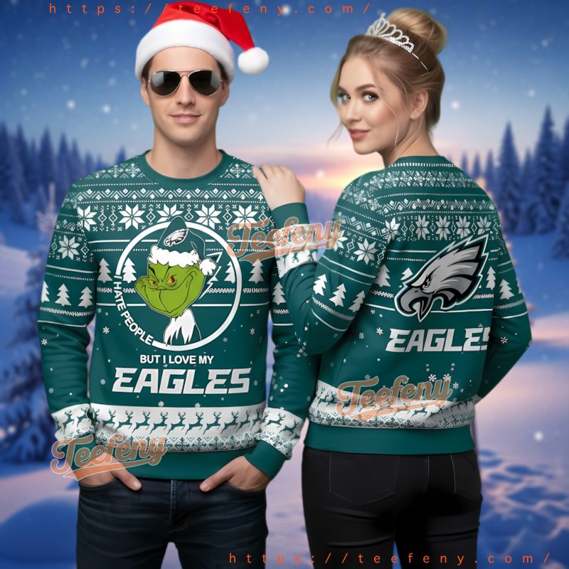 Philadelphia Eagles Grinch Love My Eagles Ugly Christmas Sweater