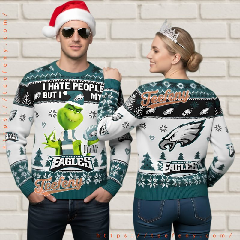 Philadelphia Eagles Grinch Snowflakes Ugly Christmas Sweater