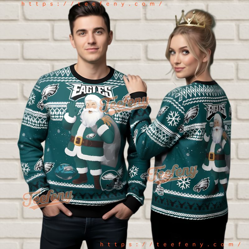 Philadelphia Eagles Santa Suit Ugly Christmas Sweater Holiday Party Wear