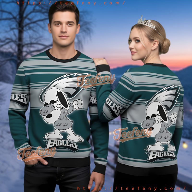 Philadelphia Eagles Snoopy Dabbing Ugly Christmas Sweater Youth