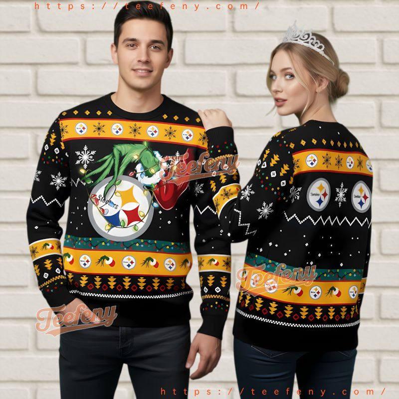 Pittsburgh Steelers Best Grinch Hand Ugly Christmas Sweater