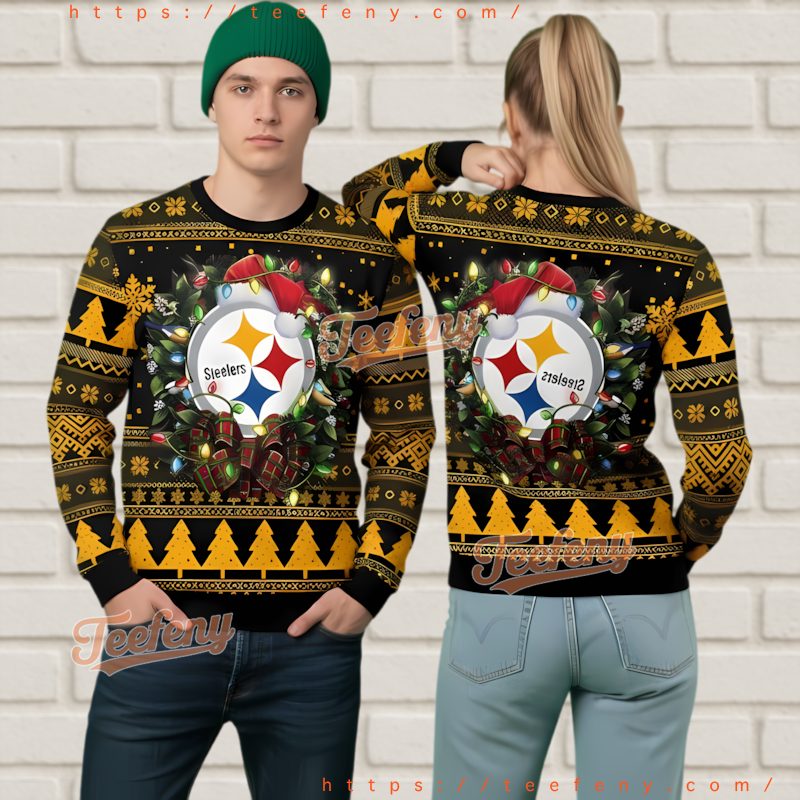 Pittsburgh Steelers Christmas Wreath Ugly Sweater