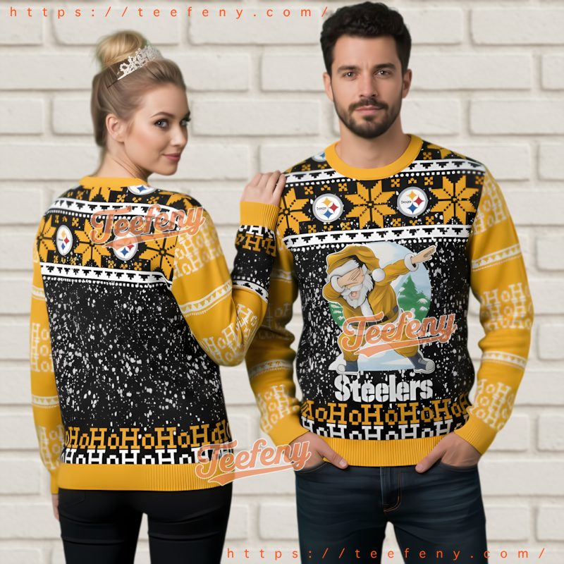 Pittsburgh Steelers Dabbing Santa Ugly Christmas Sweater Ho Ho Ho