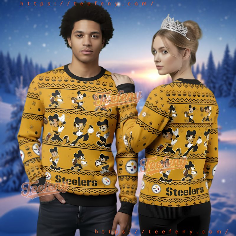 Pittsburgh Steelers Disney Mickey Pattern Ugly Christmas Sweater