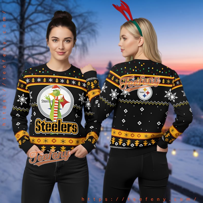 Pittsburgh Steelers Funny Grinch Christmas Snowflakes Sweater