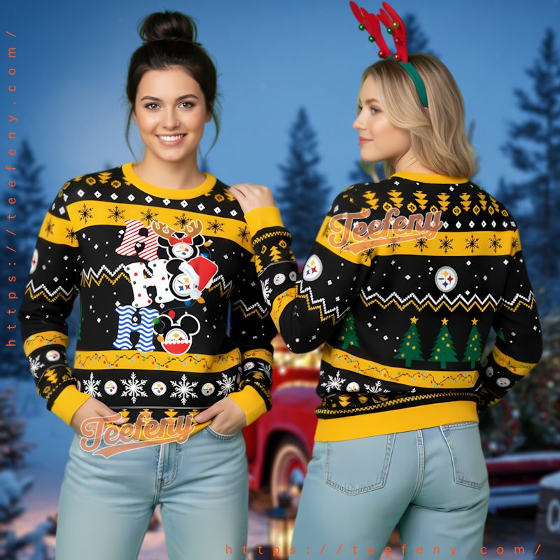 Pittsburgh Steelers Ho Ho Ho Disney Ugly Christmas Sweater